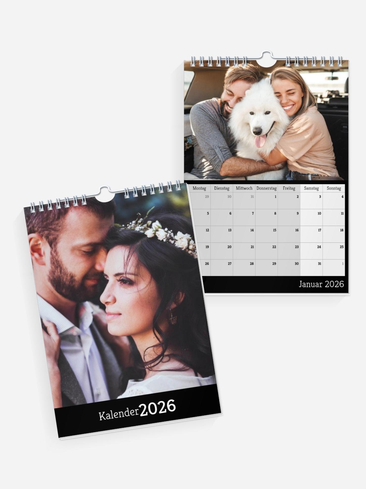 Wandkalender Neutral | Monat - Schwarz Monats-Wandkalender A3/A4/A5 - Hochformat