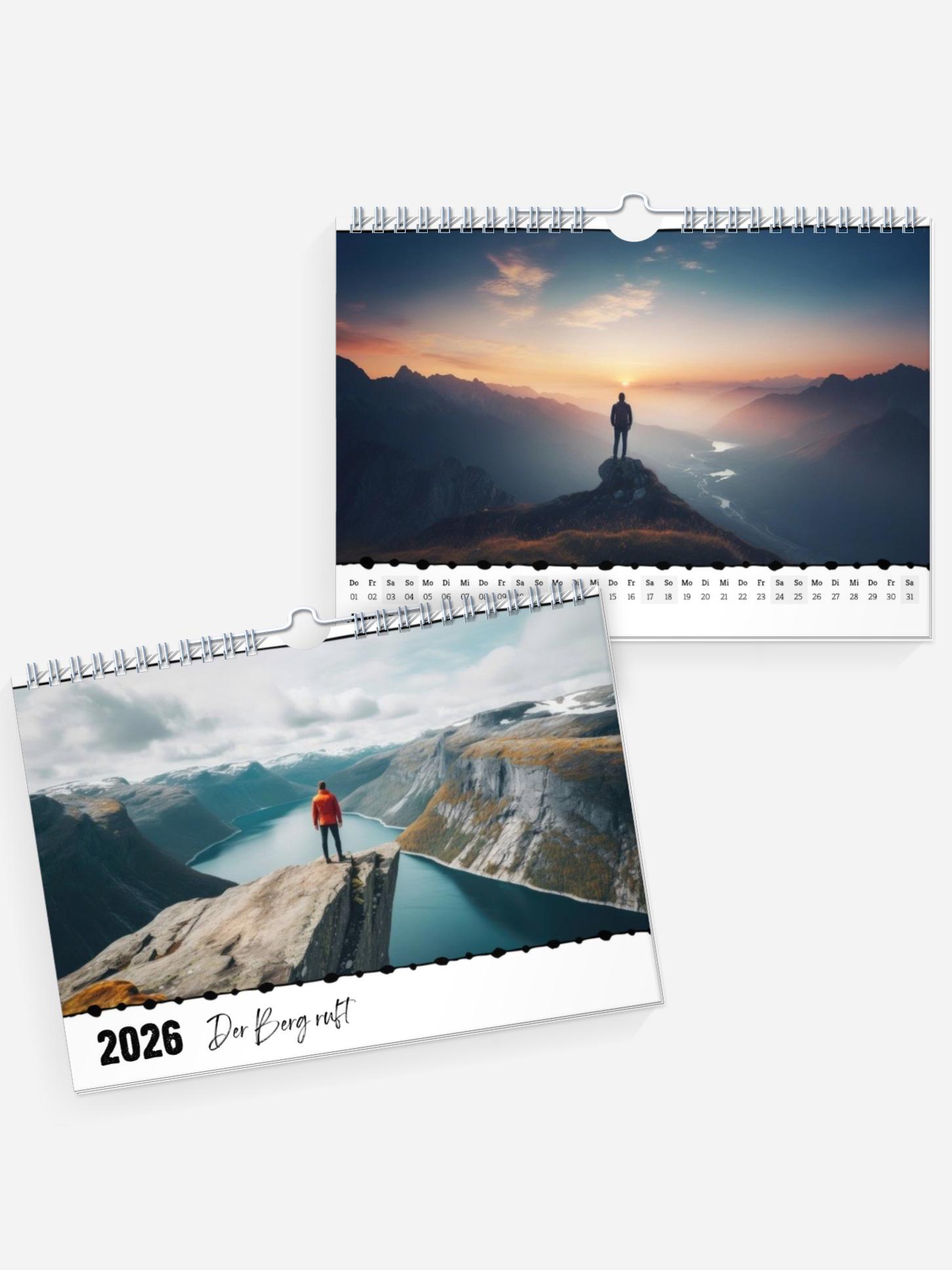 Wandkalender Der Berg ruft | Monat - Weiß Monats-Wandkalender A3/A4/A5 - Querformat