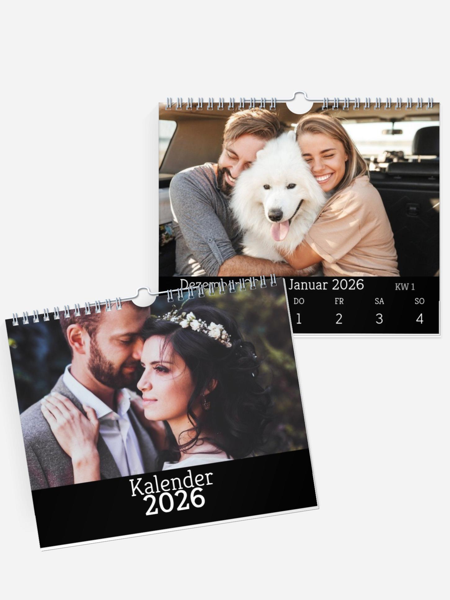 Wandkalender Neutral | Woche - Schwarz Wochen-Wandkalender 17 x 14 cm
